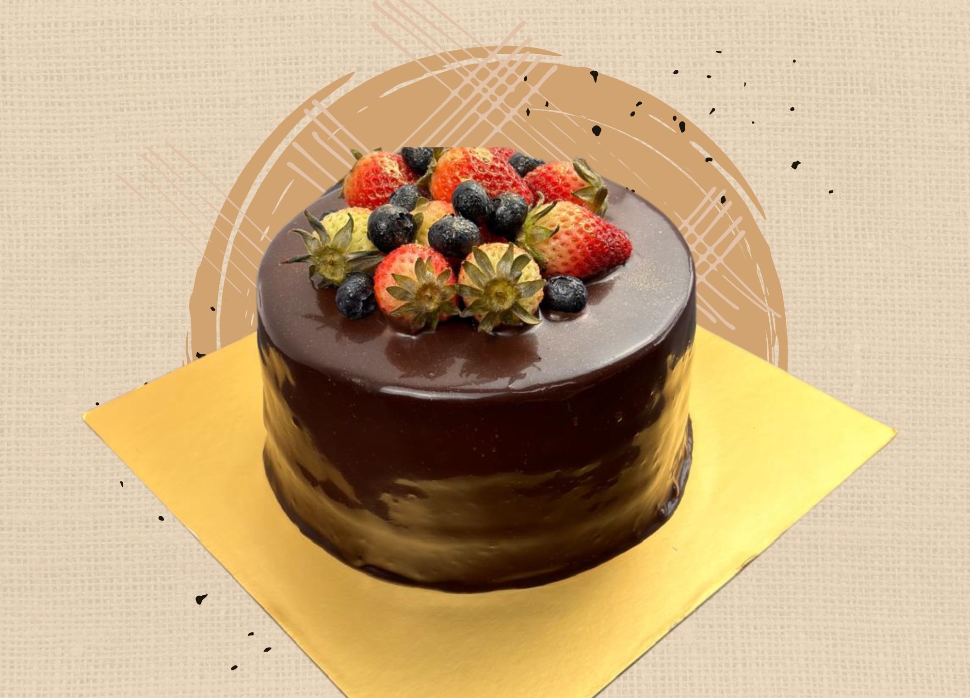 Dark Chocolate Gold Berries Cake (Round 24cm, 12-18pax)