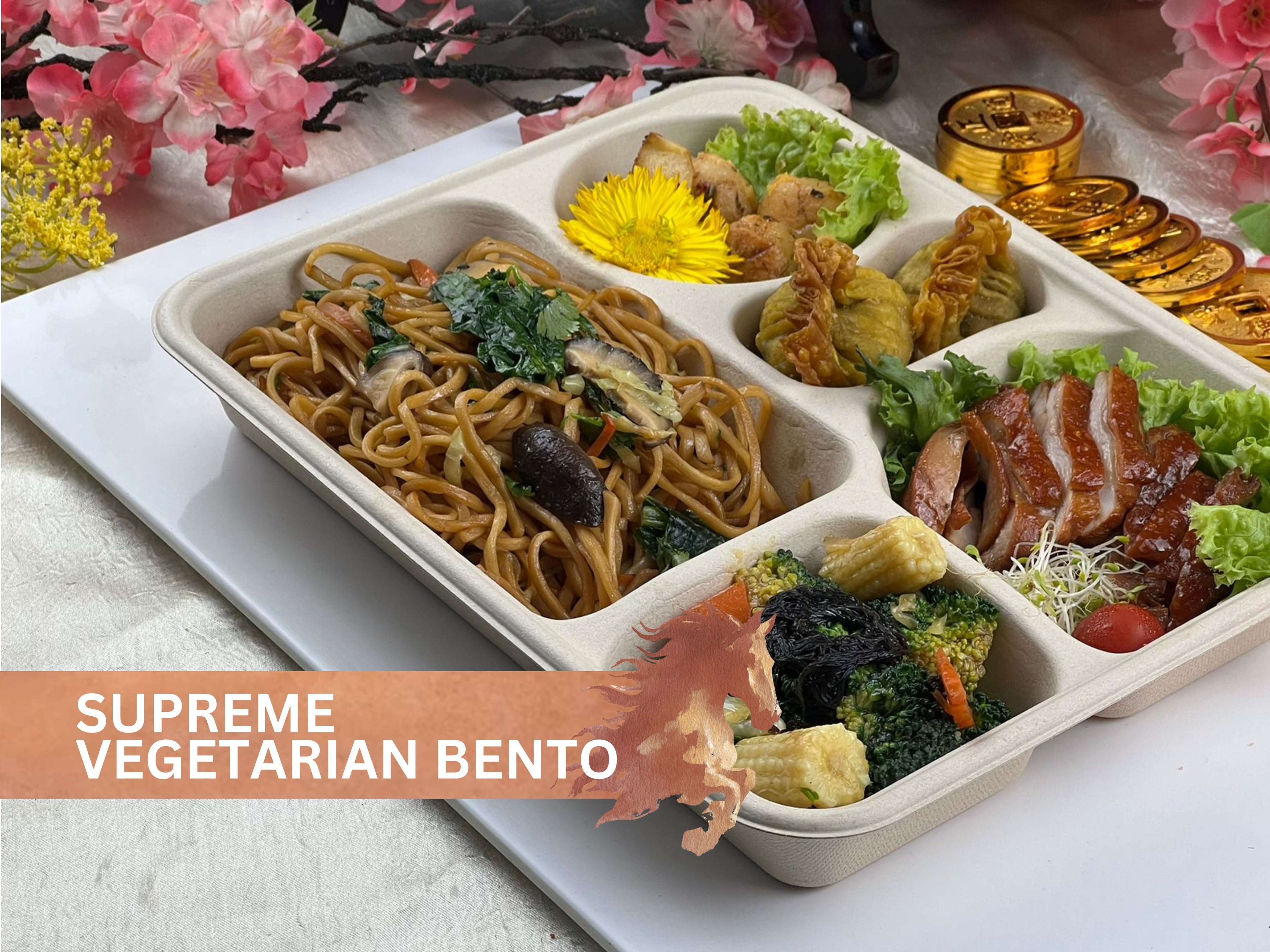 CNY 2026 - Supreme Vegetarian Bento $19.80 ($21.58 w/ GST) Min 1 pax