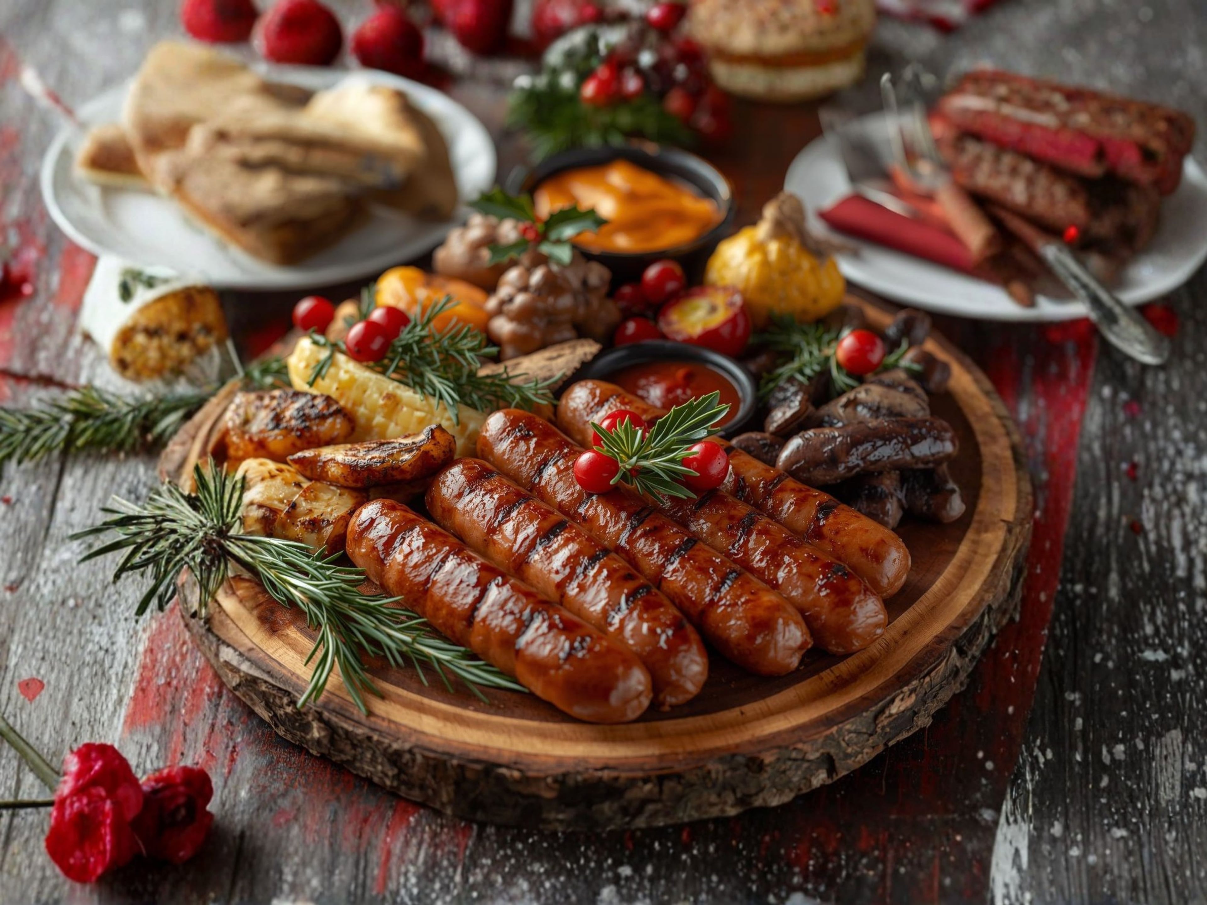 SD Christmas Grilled Sausages Platter (Cocktail, Cheese Sausages Chipolata Sausages) 1KG